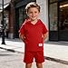 Voxikodex Size 5 6 Years Toddler Boys Summer Clothes 2 Piece Hoodie T-Shirt & Shorts Set Fashion Toddler Boys Summer Outfits Set Red(5-6Y)