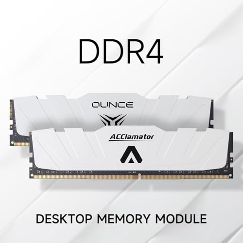 Image of DDR4 RAM 16GB (2x8GB) 3200MHz PC4-28800 CL18 1.35V XMP 288-pin Desktop PC Memory Module with Heatsink White Acclamator Ounce