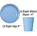 Paper Tableware Set for 24 - Light Blue & Blue - Dinner and Dessert Plates, Cups, Napkins, Cutlery (Spoons, Forks, Knives), and Tablecloths - Full Two-Tone Party Supplies Pack