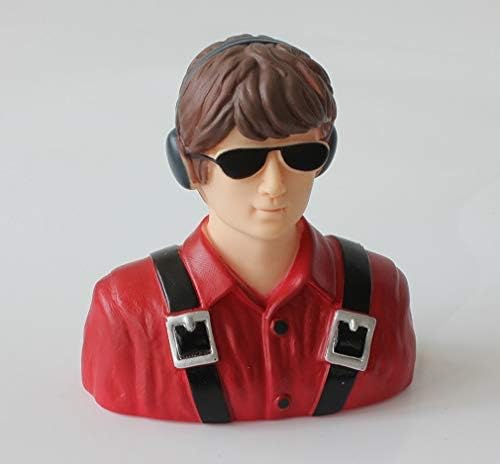 1/6 Scaled Civilian Pilot Figure for RC Model Airplane 50cc Big Plane with Headset and Sunglasses- Red - L95 x W45 x H100mm