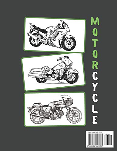 Motorcycle Coloring Book: Cool Sport & Classic Retro Motorcycles Designs For Adults And Kids