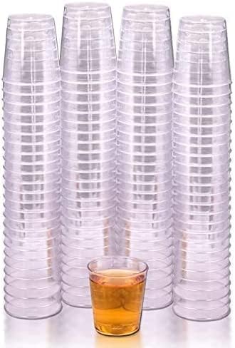 ITRAT Shot Glasses, Plastic Shot and Desert Glass, Strong Durable Hard Plastic, Quality Crystal Clear Shot Cups Reusable Crystal Clear Plastic Cups for Parties, Wedding (100)