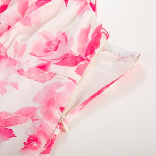 Image of Belle Poque Sun Dresses for Women Spring Summer Floral Midi Flowy Spaghetti Ruffle Wedding Guest Tea Party Dress