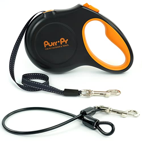 Purrpy Retractable Dog Leash , 16 Ft Dog Walking Leash for Small Medium Dogs Up to 50lbs , 360°Tangle Free, Reflective Nylon Tape , with Anti-Slip Handle