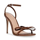 PiePieBuy Womens Bowknot Heeled Sandals Ankle Strap Buckle Open Toe High Stiletto Heel Pump Dress Pa