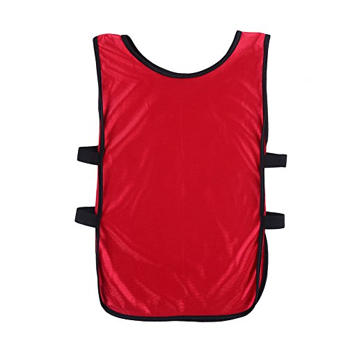 Children Sport Vest, 5Colors Children Waistcoat Vest Jacket Team Practice Jersey for Outdoor Sports Football Training (Red) - Image 3