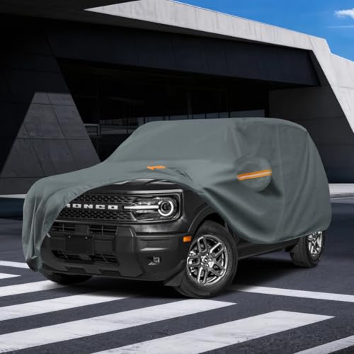 Waterproof Heavy Duty Car Cover Custom Fit Waterproof Ford Bronco Sport/Ford Bronco 2 Dr(2021-2026), Outdoor Covers with Cotton Liner, Full Exterior Cover Sun Rain Snow UV Protection with Zipper Door by Dozentro - Used condition - Image 8