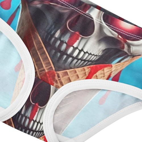 Surreal Ice Cream Cone Skull Blue Toddler Underwear Custom 2t Cotton Panties for Girl Florals Undies Kids Briefs4
