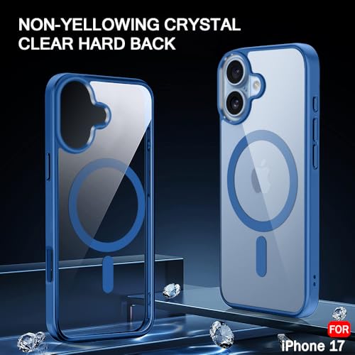 Image of TheGiftKart Ultra-HybridShockproof Back Cover Case for iPhone 17 Compatible with MagSafe | 360 Protection | Crystal Clear Hard Back Cover for iPhone 17 (PC & TPU, Transparent Clear Back, Blue Sides)