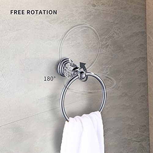 Wolibeer Crystal Towel Ring, Chrome Hand Towel Holder Bathroom Silver Towel Rack Wall Mounted #TOP2