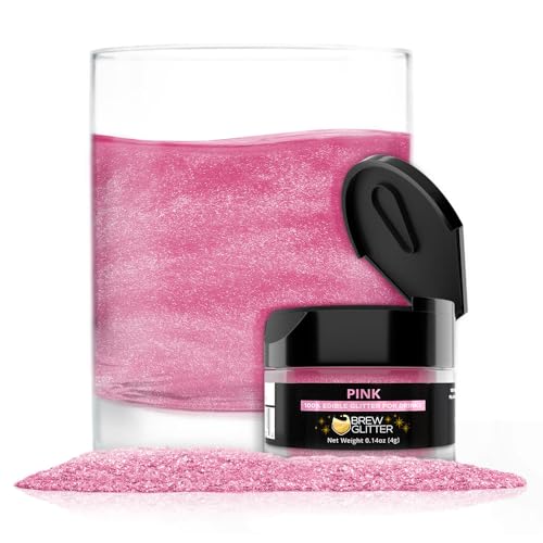 Brew Glitter Edible Glitter for Drinks, Cocktails, Beer, Garnish & Beverages (Pink, 4 Grams)