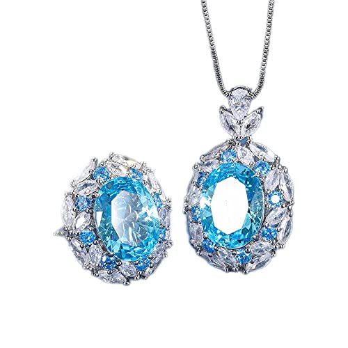 Collier émeraude et bagues pour femmes : ensemble de bijoux de mariage 13x18mm