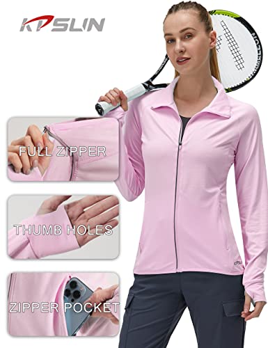 Image of Women's UPF 50+ UV Sun Protection Clothing Long Sleeve Athletic Hiking Shirts Lightweight SPF Zip Up Outdoor Jacket
