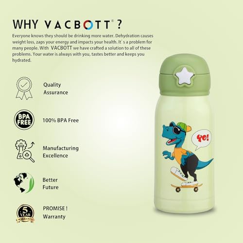 Image of CLAY CRAFT VACBOTT Vaccum Bottle, Kids Double Walled 18 Hours Hot and 24 Hours Cold Water Bottle, 550ML (Yo) Steel Water Bottles for School, Office, Home, Gym, Leakproof, Rust Free Steel Bottle