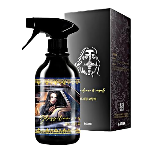 KATIBA Glass Clean & Repel – Professional Glass Cleaner and Protective Coating for All Vehicles – Safe, Hydrophobic Water Repellent Finish for Windshields, Windows & Mirrors – 500ml Spray Bottle