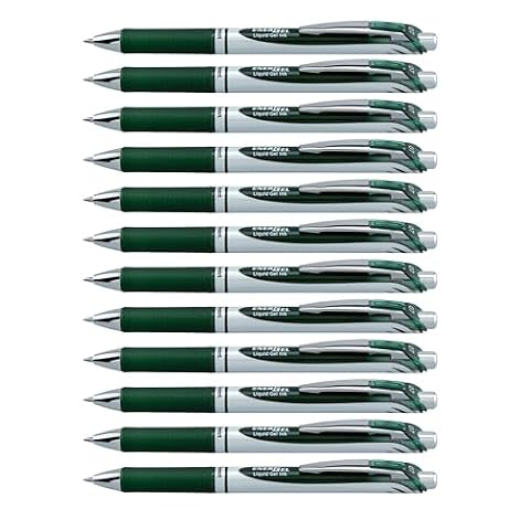 Pentel EnerGel XM BL77 długopis żelowy z mechanizmem naciskowym, zielony (12 sztuk)