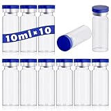 otwooi 10ml Sealed Empty Vials for Injection, Transparent Glass Vials Self-Healing Injection Port, Liquid Sample Storage Vial with Caps (10pcs)
