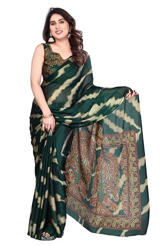Image of SUPERLAXMI Women's Chiffon Floral Printed Saree with Blouse Piece