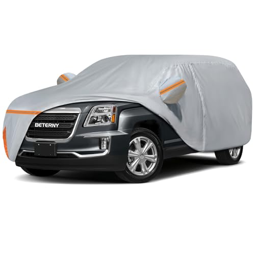 Image of Car Cover for 2010-2026 GMC Terrain, Waterproof Custom-fit All Weather Sun Rain UV Dust Snow Protection Windproof Outdoor Indoor Terrain Full Car Cover with Door Zipper and Cotton Lining-Grey