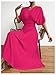 Floerns Women's V Neck Half Sleeve Ruched Cocktail Evening A Line Long Dress Hot Pink X-Small