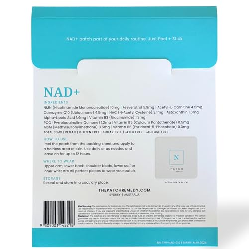 Image of The Patch Remedy NAD+ Patch - NMN, Resveratrol, CoQ10, NAC, Astaxanthin, PQQ | 30 Patches