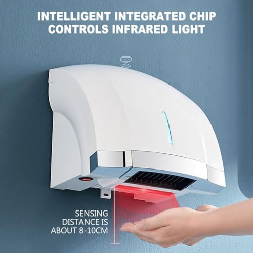 High-Speed Automatic Sensor Hand Dryer, 1800W Non-Contact, Adjustable Hot/Cold Air, Commercial Bathroom Appliance, Energy-Efficient, Sleek Black Design