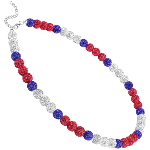 NUKAYAI Baseball Chain Necklace for Men, 18in Adjustable Navy Blue/White/Red
