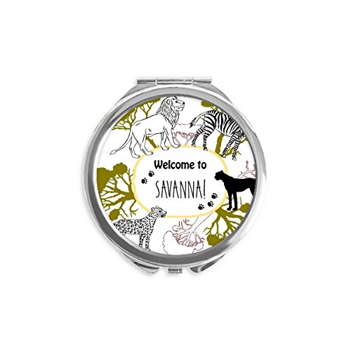 Miroir rond maquillage de poche savane africaine zèbre léopard portable multicolore