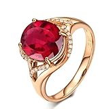 BCughia Anillo de oro rosa para mujer de oro 750, anillo de compromiso de 18 quilates con turmalina y diamante de 2,1 ct 3 ct, Oro rosa de 18 quilates, Tourmaline