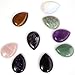 Sisamn 10Pcs Assorted Gemstone Teardrop Shaped Flat Stone Cabochons Worry Stones Bulk Natural Healing Crystal Beads for DIY Jewelry Making Wholesale