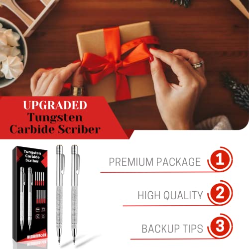 Hilbertbrook Scribe Tool 2 Pcs Tungsten Carbide Engraving Pen Scribing Tools With Magnetic Head 10 Replacement Tip Metal Scribe Etching Tool For Glass, Ceramics, Metal Sheet #TOP5