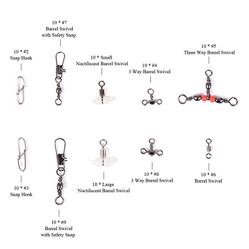 DECDEAL 100PCS / Set Mar Grosso Carp Pike Pesca Barrel giratória com snap Segurança Gancho Conector