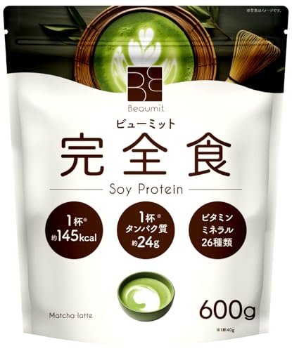 Beaumit 完全食 ソイプロテイン600g 完全栄養食 たんぱく質24g ダイエット 置き換えダイエット 抹茶味 国際中医師監修 人工甘味料不使用 140kcal 栄養機能食品 国内製造 ビタミン13種類 ミネラル12種類のサムネイル