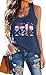 American Flag T Shirt Women 4th of July Tank Tops Red White and Blue Shirts Funny Wine Glass Graphic Patriotic Tees