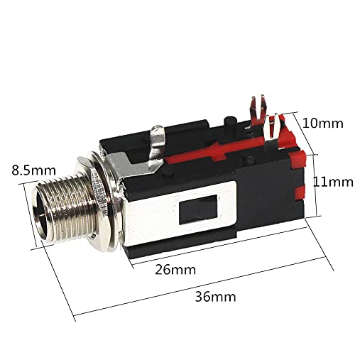 100pcs PJ-602B Right Angle Audio Connector Thread Lock Panel Mount 1/4" 6.35 Mm Stereo Phone Jack Headphone Socket