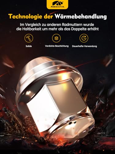 MIKKUPPA M12x1.5 Radmuttern - SW19 Ersatz für 2006-2020 Ford Fusion, 2012-2018 Focus, 2001-2022 Escape, 2011-2019 Fiesta, 20 Stück Einteilige Chrom OEM Factory Style Bulge Acorn Seat Radmuttern