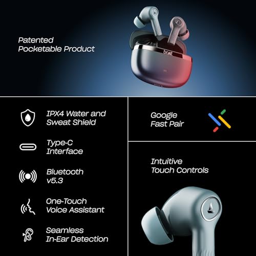 boAt Nirvana Ion ANC Pro, Hi-Res Audio LDAC,ANC(~32dB), 120Hrs Battery, App Support, Fast Charge, v5.3 Bluetooth TWS in Ear Earbuds Wireless Earphones with mic (Blazing Comet)