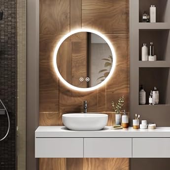 EMKE Specchio Da Bagno LED Rotondo 60 Cm, Con Interruttore G 500751
