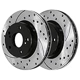 AutoShack PR41277LR Front Drilled Slotted Brake Rotors Black Pair of 2 Driver and Passenger Side Replacement for Honda Odyssey 2003-2008 Pilot 2003-2012 Accord Acura TSX MDX CL TL 2003-2008 2003-2012