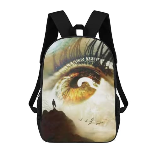 sinyumoney 17 Inch Children's School Backpack Eye of The Soul A Journey Within Teen Fashion Backpack Casual Backpack Boy Girl Teen School Bag 3D Printed Backpack