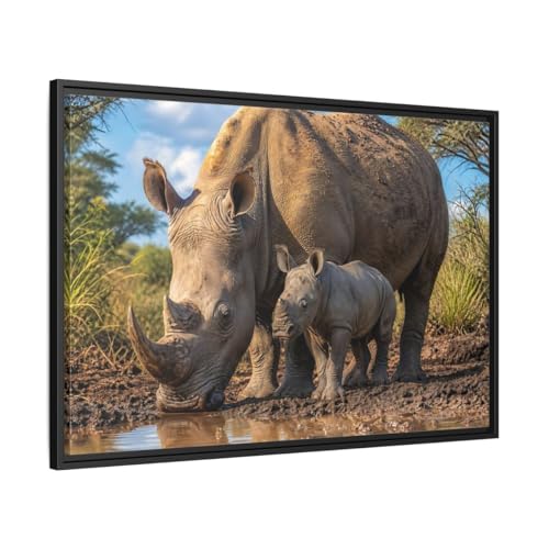Toile rhinocéros marron pour habiller un grand mur de salon