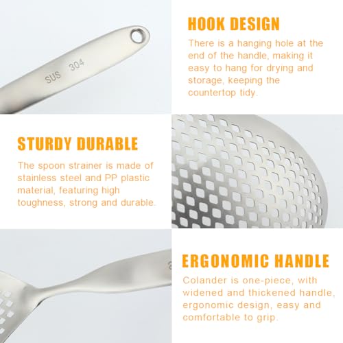 Escumadeira escumadeira, 2 unidades de aço inoxidável, coador de aranha, escumadeira, escumadeira, p