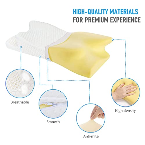 Feagar Ergonomisches Kissen Nackenkissen, Orthopädisches Kissen Nackenstützkissen für Rückenschläfer, Memory Foam Kopfkissen Schlafkissen für Schulter Schmerzen,Antischnarchkissen mit Zwei Höhen - Image 7