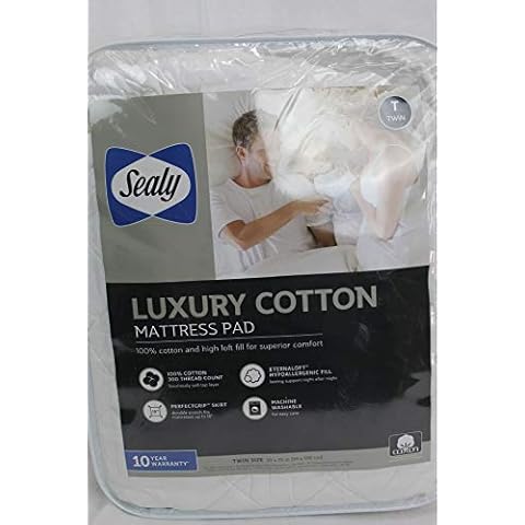 Sealy Cotton Top Fitted Mattress Pad, Queen Cover