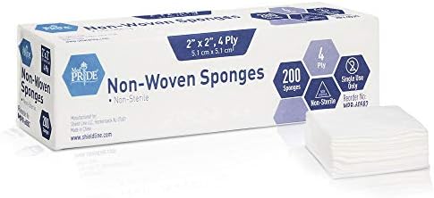 Medpride Surgical Sponges 2'' x 2'' 200 Pack - Gauze Pads Non sterile - First Aid Wound Care Dressing Sponge – Νοn-Woven Medical, Non-Adherent Mesh Bandages – Absorbent for Injuries – 4 Ply