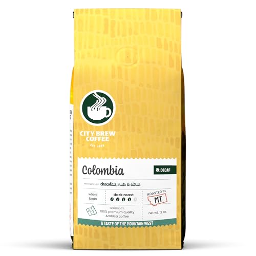 City Brew Colombia Decaf - Café en grano oscuro 12 oz