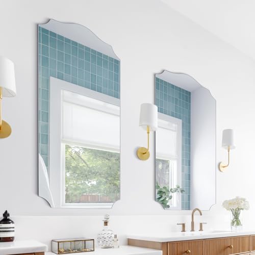 Autdot 2-Pack 40"x20" Large Long Arched Mirror Wall Decor, Black