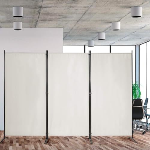 FANTASK 260 x 183cm Raumteiler, Paravent 3 teilig klappbar, Trennwand Wandschirm aus Metall & Polyester, Sichtschutz Room Divider Innen für Zuhause Büro Terrasse, Extra breit