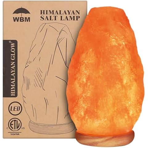 WBM Salt Lamp – USB Himalayan Salt Lamp with Touch Dimmer Control | Wooden Base | LED Bulb | 5-7lbs Cover