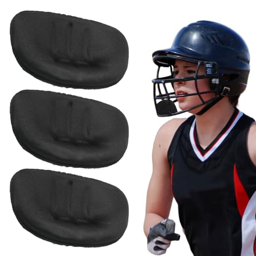 Luomorgo 3 Pack Softball Fielder\'s Facemask Chin Cup Replacement - Heavy-Duty Catchers Mask Padding for Baseball/Softball Helmets, Universal Fit Adults & Youth (Black)